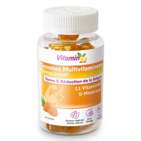 Жувальні пастилки Вітамін 22 мультивітаміни, Заряд енергії, Vitamin’22 Multivitaminees Energy boost, 60 шт   3251147189 фото