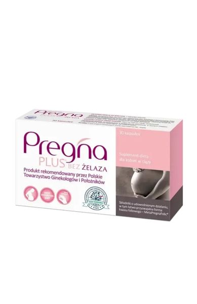 Pregna Plus Прегна Плюс витамины для беременных и кормящих женщин без железа 30 капсул Польша 1666466199 фото