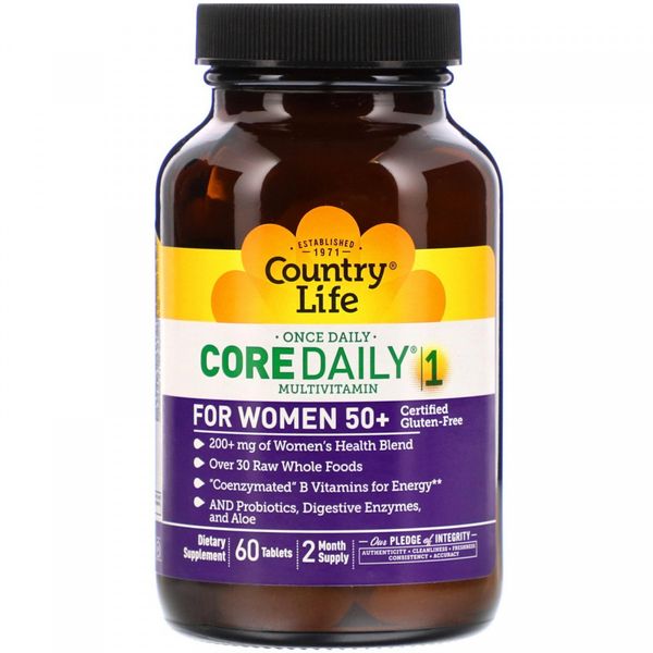 Мультивитамины для женщин 50+ Country Life (Core Daily-1 For Women 50+) 60 таблеток 1836864077 фото