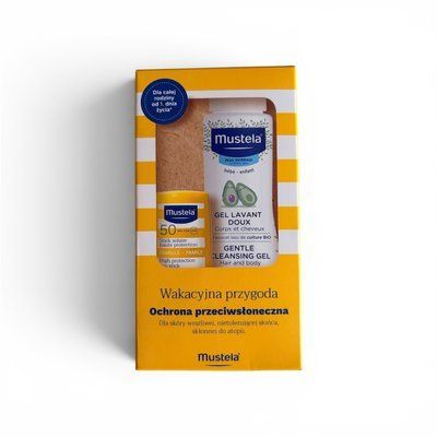 Набор Mustela Sun Stick High Protection Мустела солнцезащитный стик SPF 50 9 мл+ Гель для душу 100 мл 771103322 фото